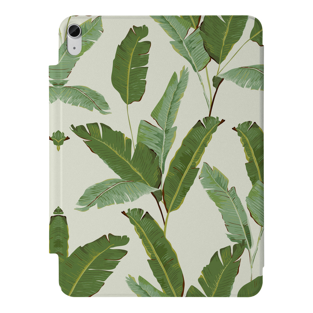 the VistaCase Personalized iPad Slim Fit Case with Green Leaves design,  Crafted with a durable fabric exterior and a soft interior lining.