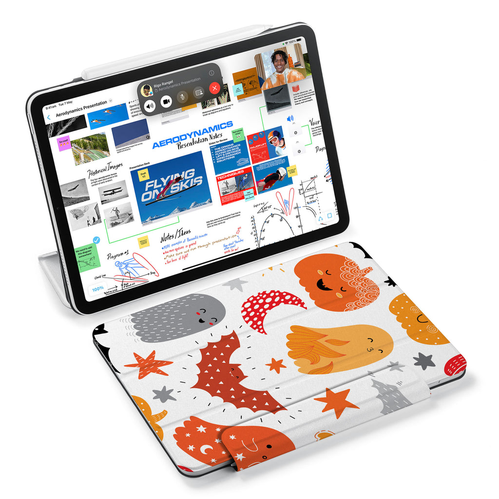 the VistaCase Personalized iPad Slim Fit Case with Halloween design,  Designed with convenience in mind, the case automatically wakes your iPad when opened and puts it to sleep when closed.