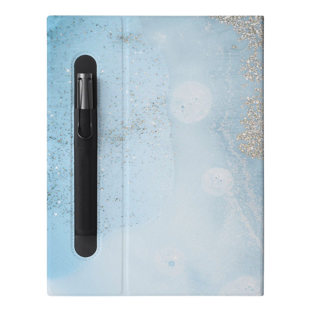 The Personalized VistaCase reMarkable Pen Holder Case with Marble Gold design features a built-in Marker pen holder,