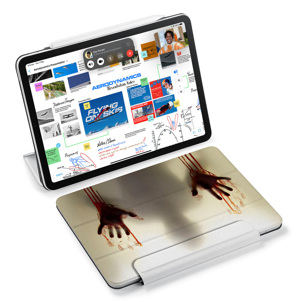 the VistaCase Personalized iPad Slim Fit Case with Horror design,  Designed with convenience in mind, the case automatically wakes your iPad when opened and puts it to sleep when closed.