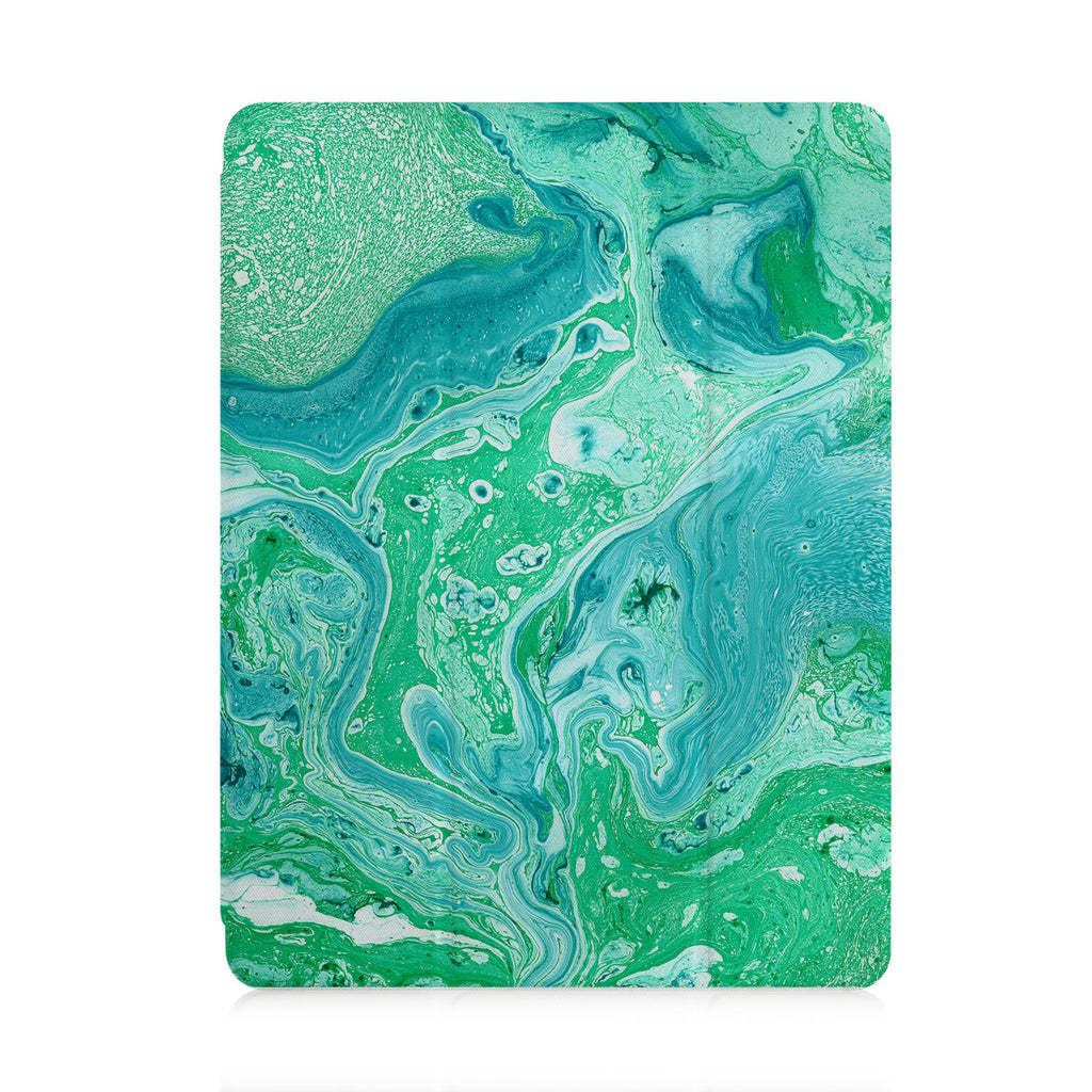 front and back view of personalized iPad case with pencil holder and 06 design