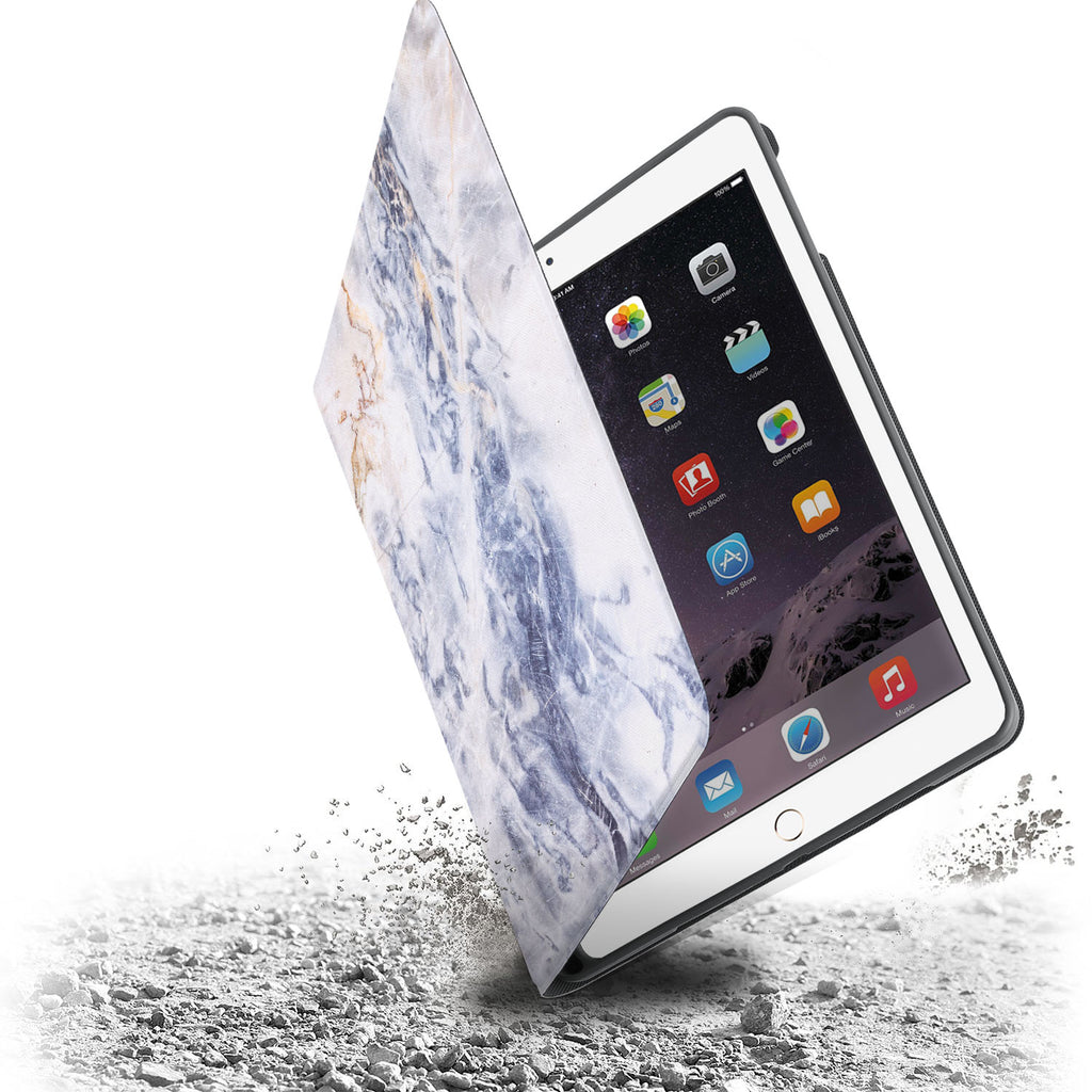 Drop protection from the personalized iPad folio case with Marble design