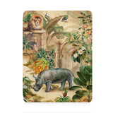 front view of personalized iPad case with pencil holder and Rainforest Animals design