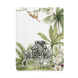 front view of personalized iPad case with pencil holder and Rainforest Animals design