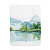 front view of personalized iPad case with pencil holder and Landscape design