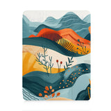 front view of personalized iPad case with pencil holder and Colorful Mountain design