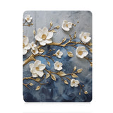 front view of personalized iPad case with pencil holder and Flower Art design