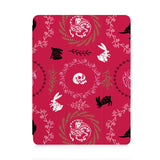 front view of personalized iPad case with pencil holder and Animal Skeleton design