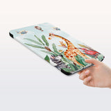 a hand is holding the Personalized Samsung Galaxy Tab Case with Rainforest Animals design