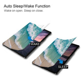 It automatically wakes your iPad when opened and sends it to sleep when closed with Sea Waves design