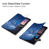 It automatically wakes your iPad when opened and sends it to sleep when closed with Starry Night design