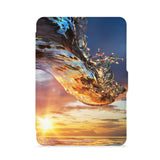 front view of personalized kindle paperwhite case with Sea Waves design