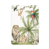 front view of personalized kindle paperwhite case with Rainforest Animals design