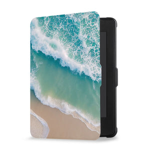 Opens and closes just like a book to wake your Kindle or put it to sleep kindle case with Sea Waves design